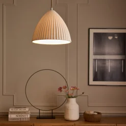 Suspension Électrifiée*alinea Suspension électrifiée en porcelaine striée D29,3cm - Blanc