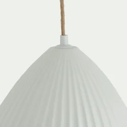 Suspension Électrifiée*alinea Suspension électrifiée en porcelaine striée D29,3cm - Blanc