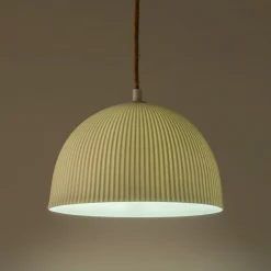 Suspension Électrifiée*alinea Suspension électrifiée en porcelaine striée D24cm - Blanc