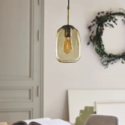 Suspension Électrifiée*alinea Suspension électrifiée en verre D15,5cm - vert Gris