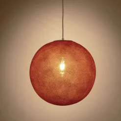 Suspension Électrifiée*alinea Suspension électrifiée globe en tissu D38cm - cuivre tanné Rouge