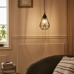 Lustre De Salle À Manger|Lustre*alinea Suspension électrifiée géométrique E27 en acier D17,5cm - Noir