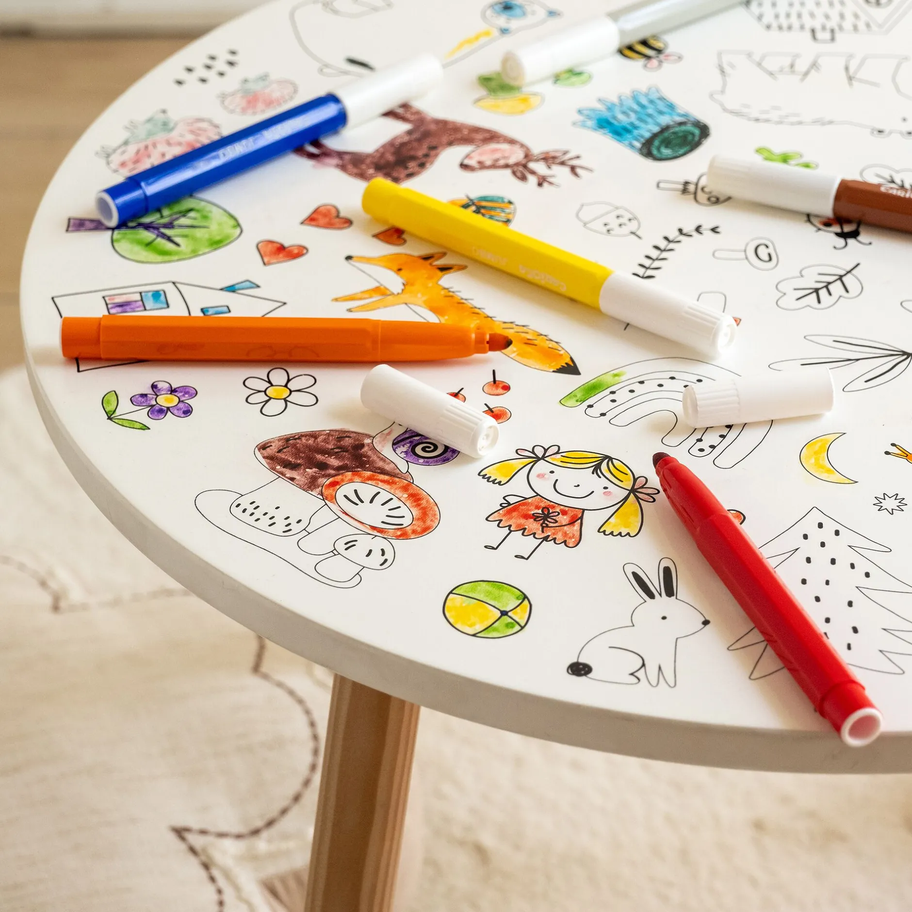 Table Et Chaise Enfant*alinea Table à colorier D50xH41,6cm - Blanc