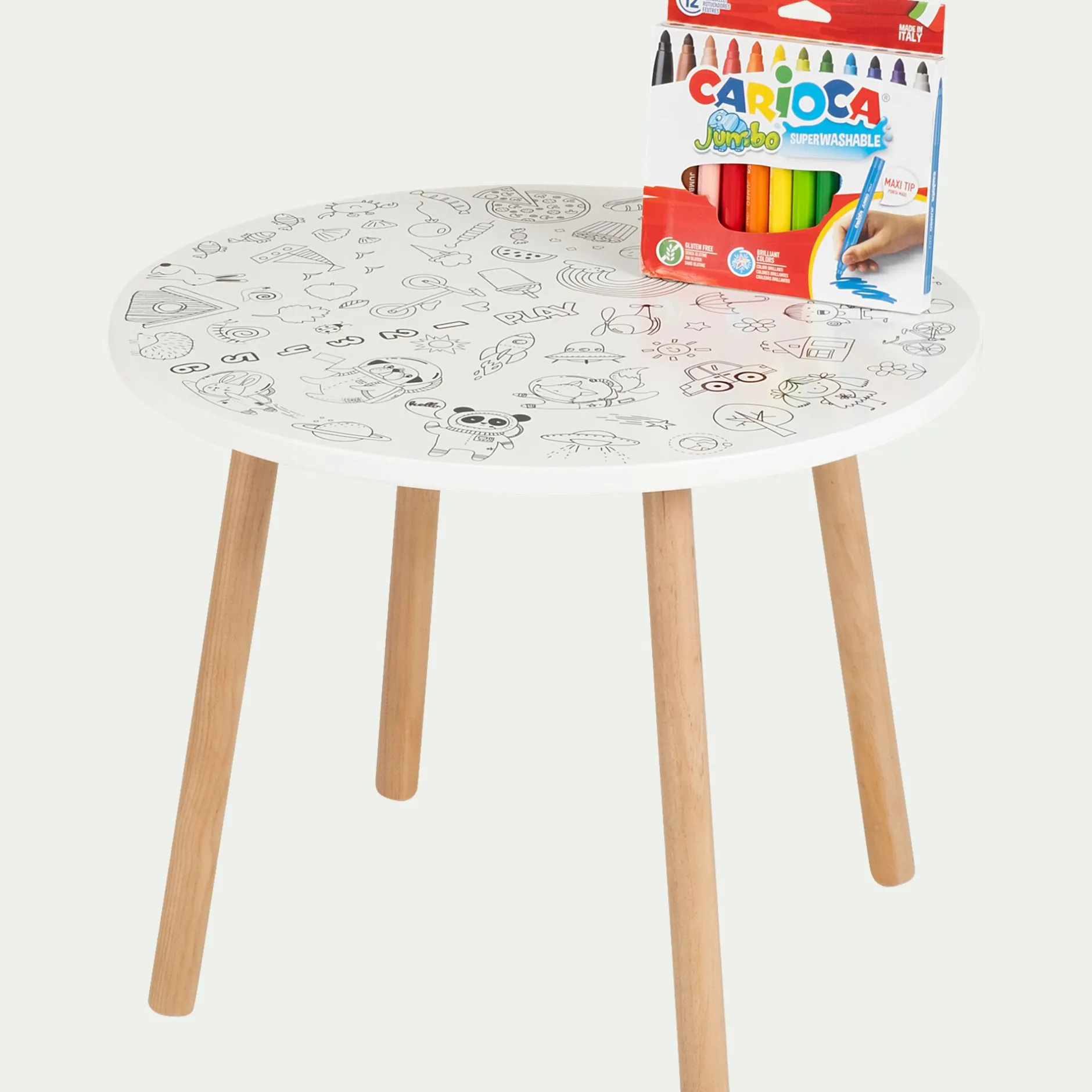 Table Et Chaise Enfant*alinea Table à colorier D50xH41,6cm - Blanc