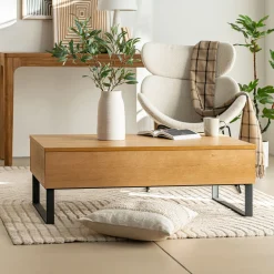 Table Basse*alinea Table basse avec plateau relevable en bois L110cm - Bois clair