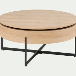 Table Basse*alinea Table basse avec plateau rotatif en bois - D85xH37,5cm Bois clair