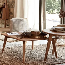 Table Basse*alinea Table basse carrée en chêne massif - L75xl75xH35cm Bois clair