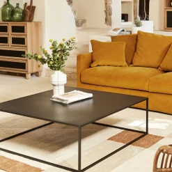 Table Basse*alinea Table basse carrée en métal - 100x100cm Noir