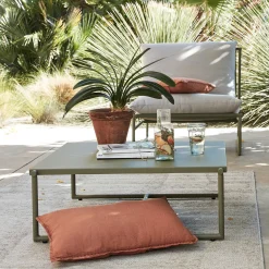 Table Basse Exterieur*alinea Table basse de jardin carrée en aluminium - Vert cèdre