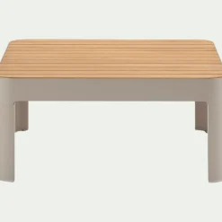Table Basse Exterieur|Salon De Jardin Modulable*alinea Table basse de jardin carrée en teck et aluminium - Beige