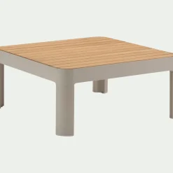 Table Basse Exterieur|Salon De Jardin Modulable*alinea Table basse de jardin carrée en teck et aluminium - Beige