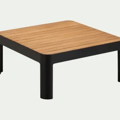 Table Basse Exterieur|Salon De Jardin Modulable*alinea Table basse de jardin carrée en teck et aluminium - noir
