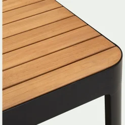 Table Basse Exterieur|Salon De Jardin Modulable*alinea Table basse de jardin carrée en teck et aluminium - noir