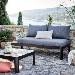 Table Basse Exterieur|Salon De Jardin Modulable*alinea Table basse de jardin carrée en teck et aluminium - noir