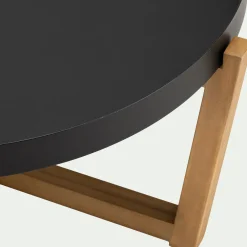 Table Basse Exterieur*alinea Table basse de jardin en acier et acacia D84cm - Noir