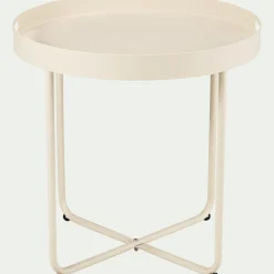 Table Basse Exterieur*alinea Table basse de jardin ronde en acier - Beige roucas
