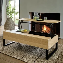 Table Basse*alinea Table basse en bois avec plateau relevable - naturel Bois clair