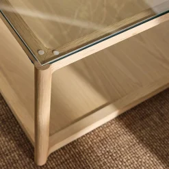 Table Basse*alinea Table basse en chêne et verre L92x92cm - Bois clair