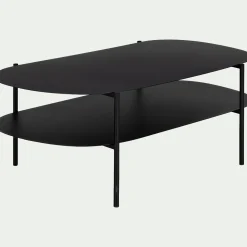 Table Basse*alinea Table basse en métal forme organique asymétrique - L112xH40cm Noir