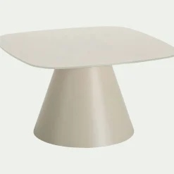 Table Basse*alinea Table basse en verre trempé et acier L70cm - écru Blanc