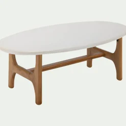 Table Basse*alinea Table basse ovale en bois L126xl70cm - Blanc