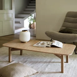 Table Basse*alinea Table basse rectangle en plaqué chêne et piètement en chêne Bois clair