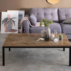 Table Basse*alinea Table basse rectangle en bois recyclé - Bois foncé