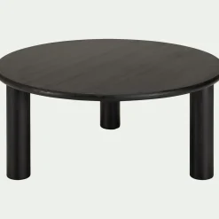 Table Basse*alinea Table basse ronde en bambou massif D80cm - Noir