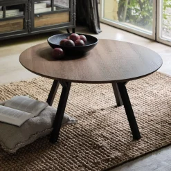 Table Basse*alinea Table basse ronde en bois - Bois foncé