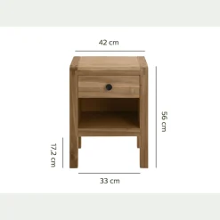 Table De Chevet*alinea Table de chevet en acacia 1 tiroir L42xl35xH56cm - Bois clair