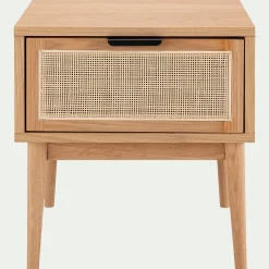Table De Chevet*alinea Table de chevet en bois et cannage 1 tiroir L45xl40xH50cm - Bois clair