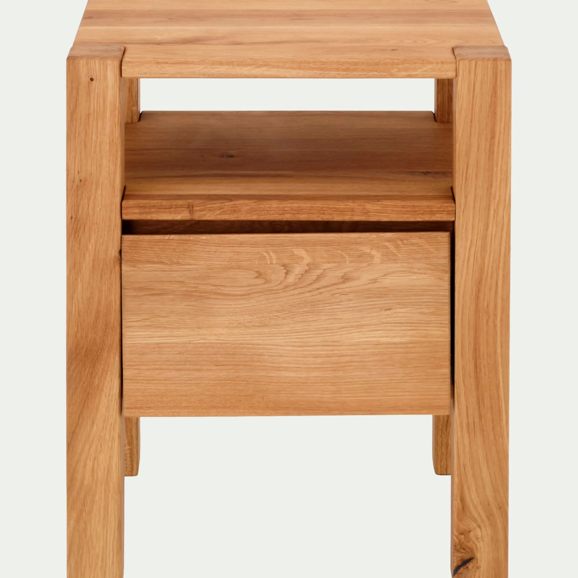 Table De Chevet*alinea Table de chevet en chêne massif 1 niche et 1 tiroir - Bois clair