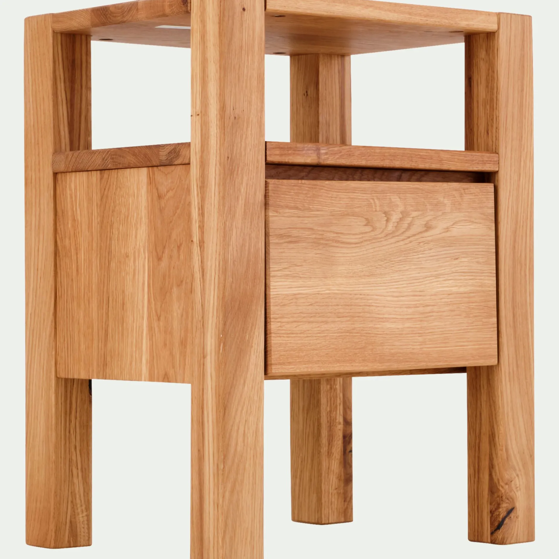 Table De Chevet*alinea Table de chevet en chêne massif 1 niche et 1 tiroir - Bois clair