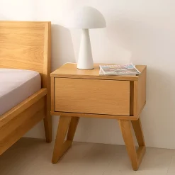 Table De Chevet*alinea Table de chevet en plaqué chêne L45xl40xH48cm - Bois clair