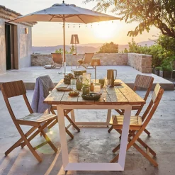 Table De Jardin*alinea Table de jardin en teck et aluminium - bois clair (8 places)