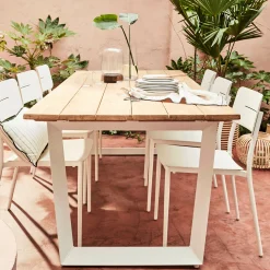 Table De Jardin*alinea Table de jardin en teck et aluminium - bois clair (8 places)
