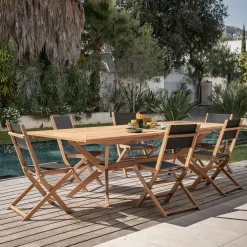 Table De Jardin*alinea Table de jardin extensible en acacia huilé - (10 à 12 places) Bois clair