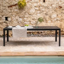 Table De Jardin*alinea Table de jardin extensible en aluminium - (8 à 10 places) Noir