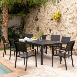 Table De Jardin*alinea Table de jardin extensible en aluminium - (8 à 10 places) Noir