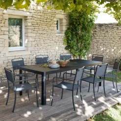 Table De Jardin*alinea Table de jardin extensible en aluminium - (8 à 10 places) Noir