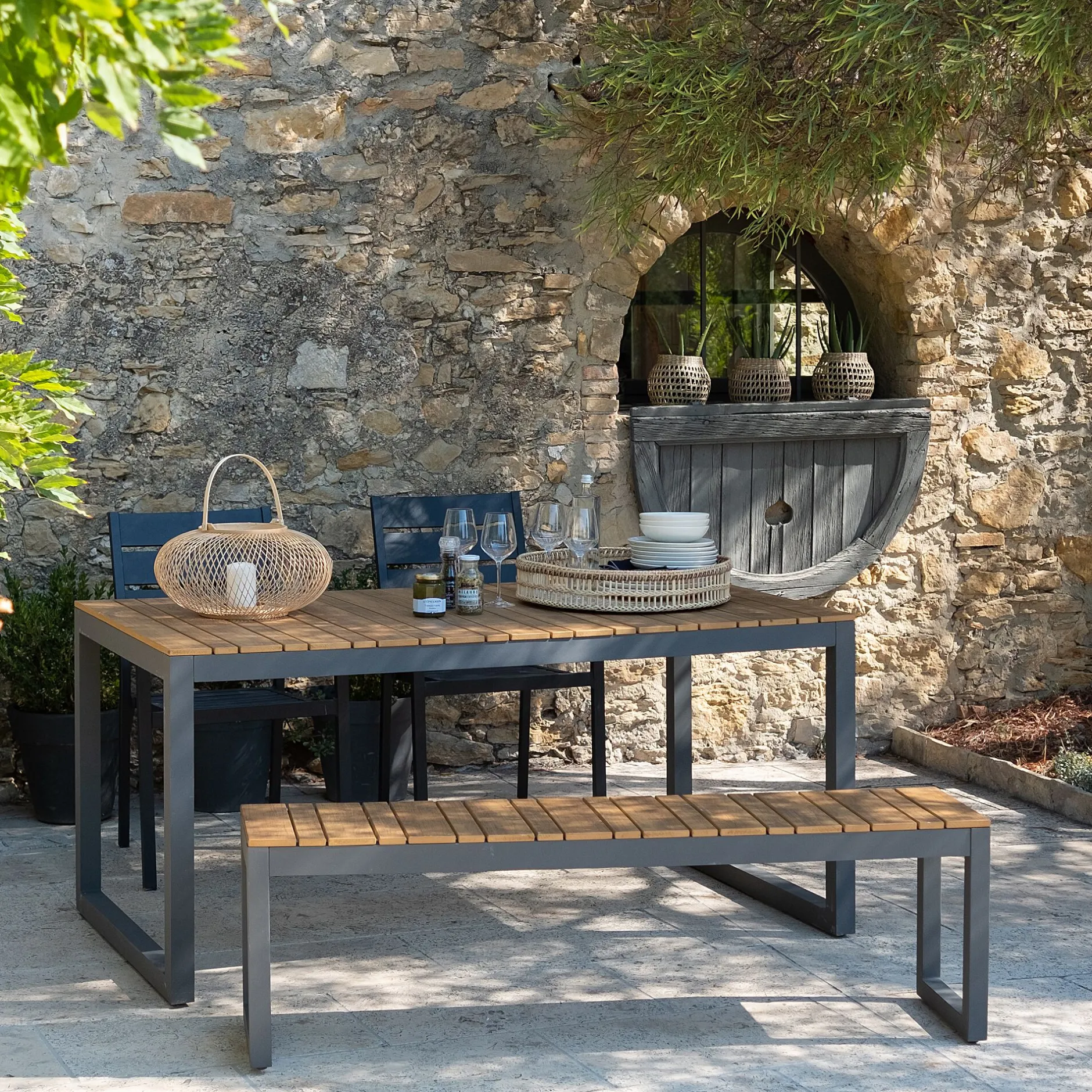 Table De Jardin*alinea Table de jardin fixe en polywood et aluminium - (6 places) Bois clair