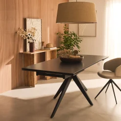 Table Extensible*alinea Table de repas extensible en céramique et verre trempé - (6 à 10 places) Noir