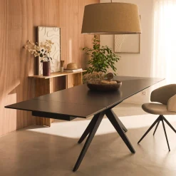 Table Extensible*alinea Table de repas extensible en céramique et verre trempé - (6 à 10 places) Noir