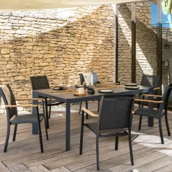 Table De Jardin|Table De Salle À Manger*alinea Table de repas jardin en duraboard et aluminium - (8 places) Noir