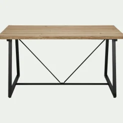 Table De Jardin|Table De Salle À Manger*alinea Table de repas jardin en magnésium effet bois et fer - (6 places) Bois clair