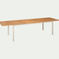 Table De Jardin*alinea Table de repas jardin extensible en eucalyptus et aluminium - blanc écru (8 à 12 places) Bois clair