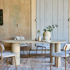 Table De Salle À Manger*alinea Table de repas organique en bois - écru (8 à 10 places) Blanc