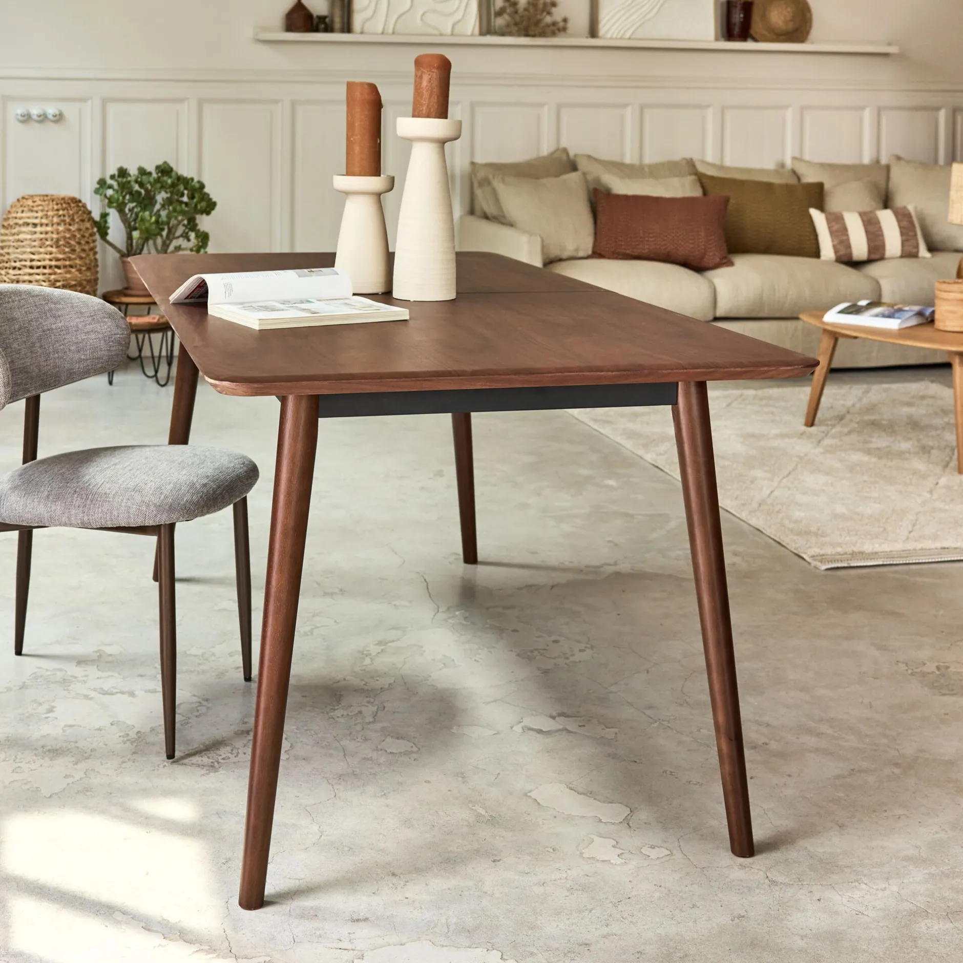 Table Extensible|Table De Salle À Manger*alinea Table de repas rectangulaire extensible en bois - (8 à 10 places) Bois foncé