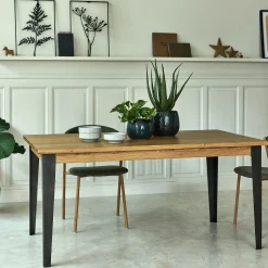 Table De Salle À Manger*alinea Table de repas rectangulaire en chêne et acier - (10 places) Bois clair