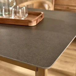 Table De Salle À Manger*alinea Table de repas rectangulaire en pierre et acier - anthracite (10 places) Gris